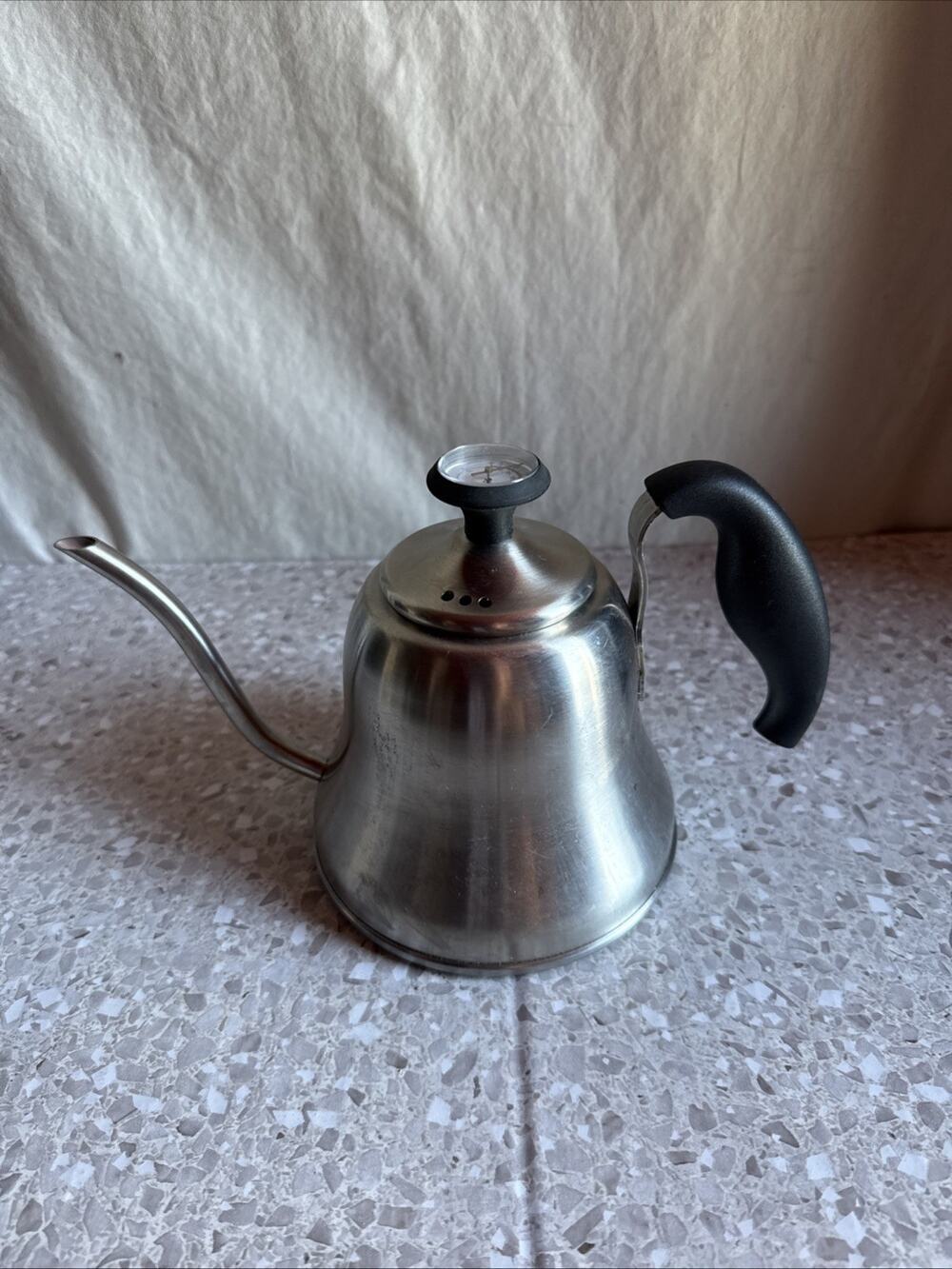 Vintage Stainless Steel Kettle With Thermometer 6.5”